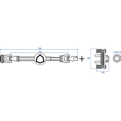 CARDANO T60 1000+FD2 1-3/8 Z 6 COLLAR LT